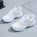 Summer breathable flyknit athletic shoes, men's and women's lightweight thick-soled casual running shoes